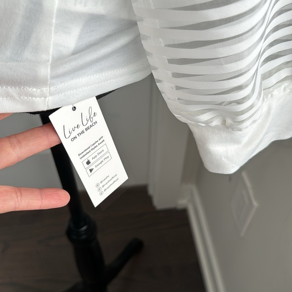 CUPSHE Cotton Long Tee with Sheer Sleeves - Picture 5 of 8